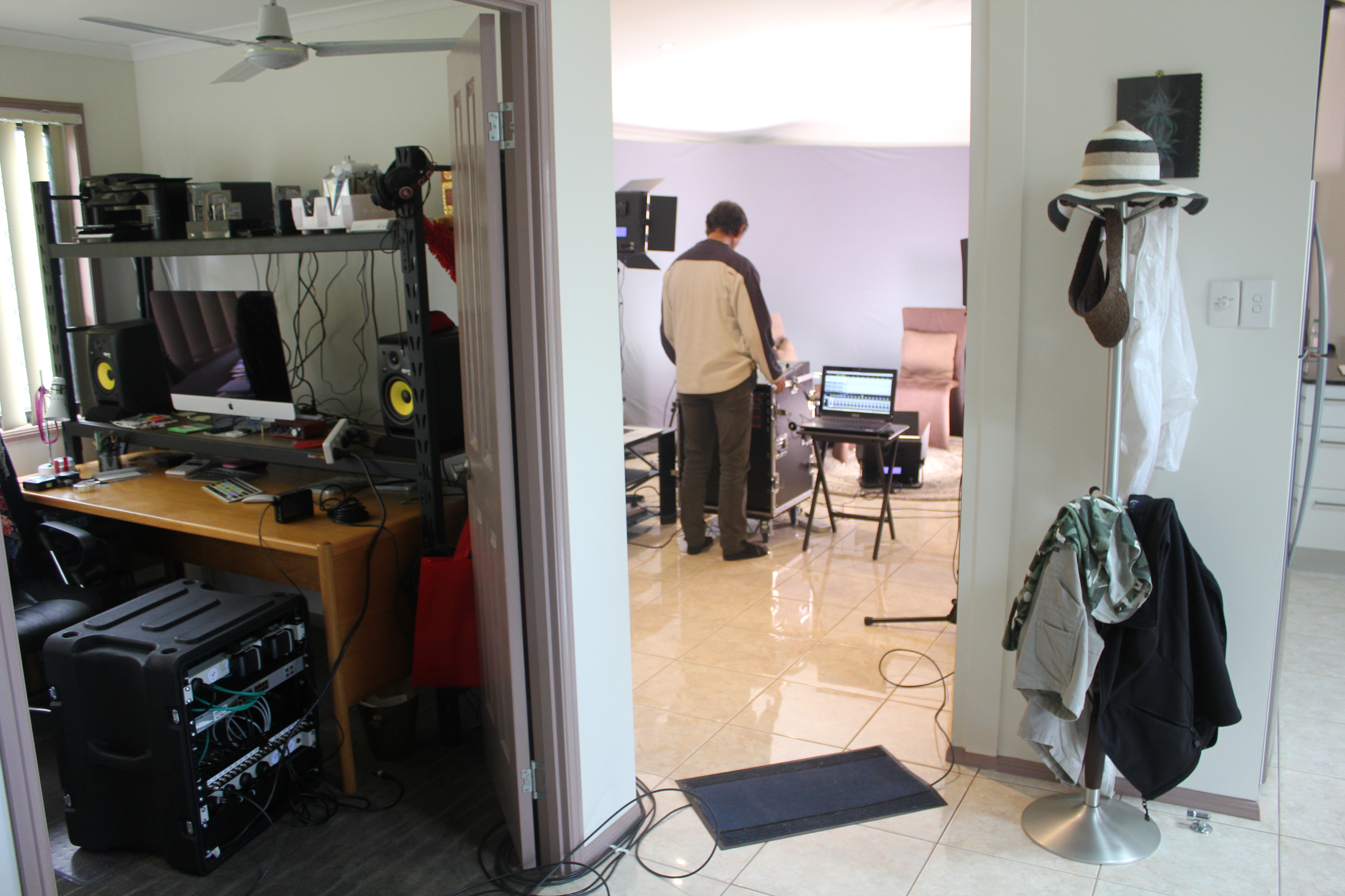 Editing equipment and filming set-up in Lena & Igor's home