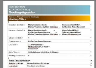 GW agenda screen shot